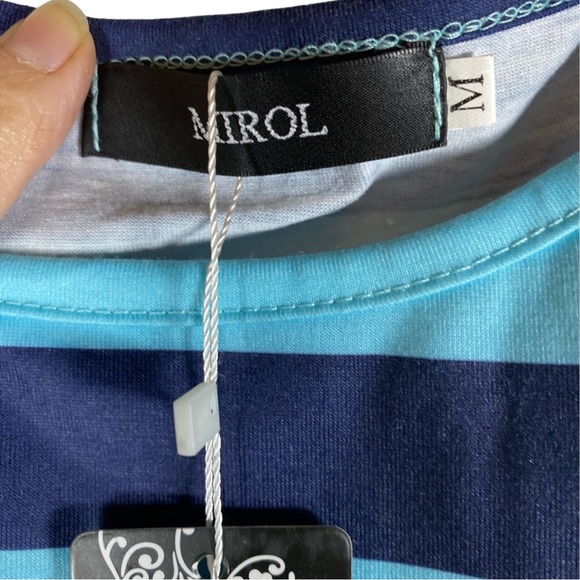 Ladies' MIROL Cutout Shoulder, Mixed Stripe Midi Dress - Picture 3 of 8